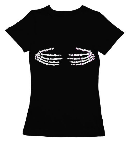 Camiseta Chica abrazo esqueleto white