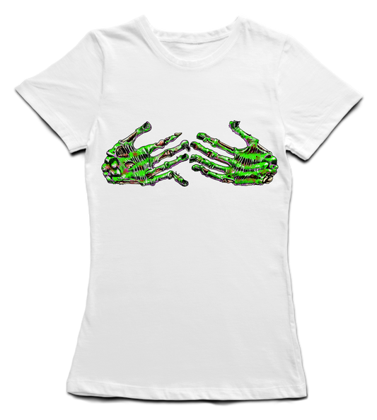 Camiseta Chica Abrazo Zombie en blanco