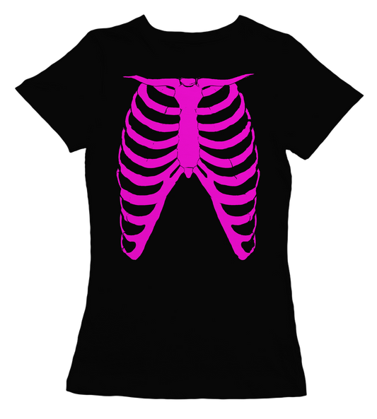 Camiseta Chica esqueleto rosa