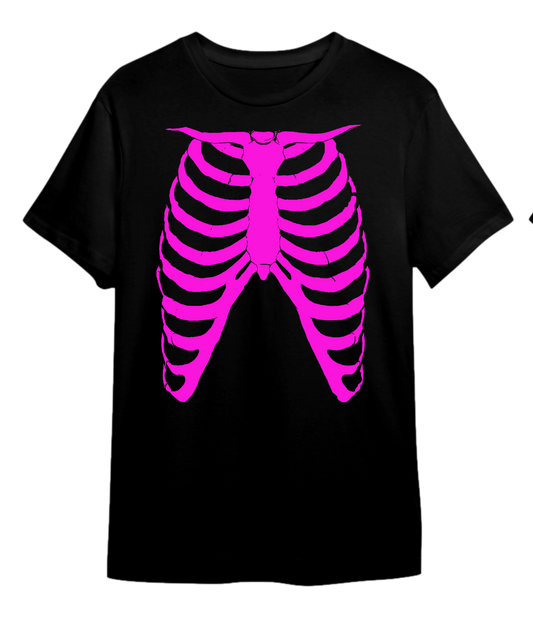 Camiseta costillar esqueleto Fucsia