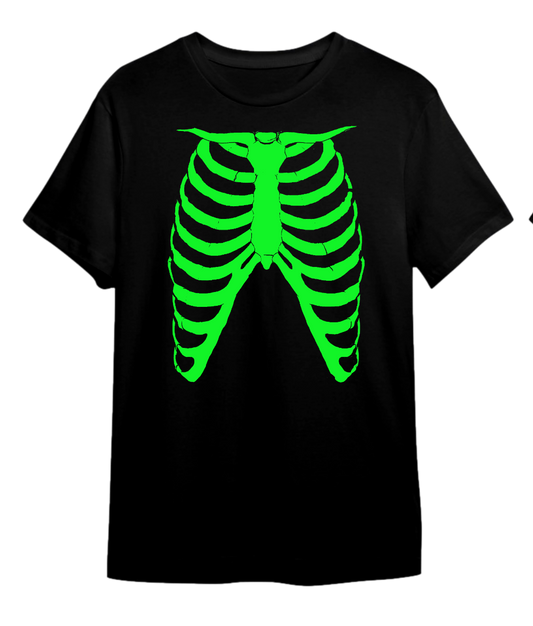 Camiseta costillar esqueleto verde