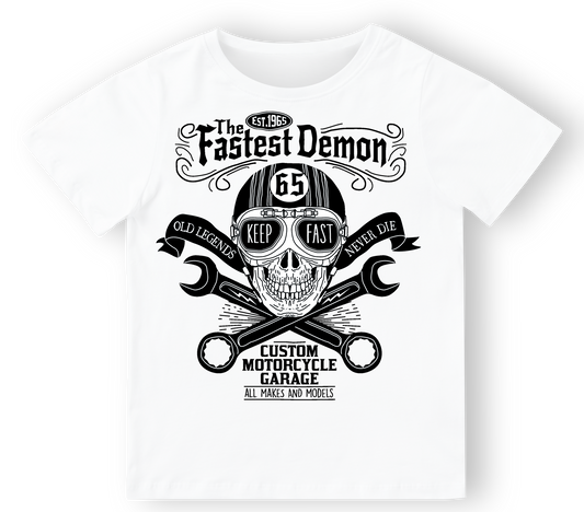 Camiseta niño Fastest Demon en blanco