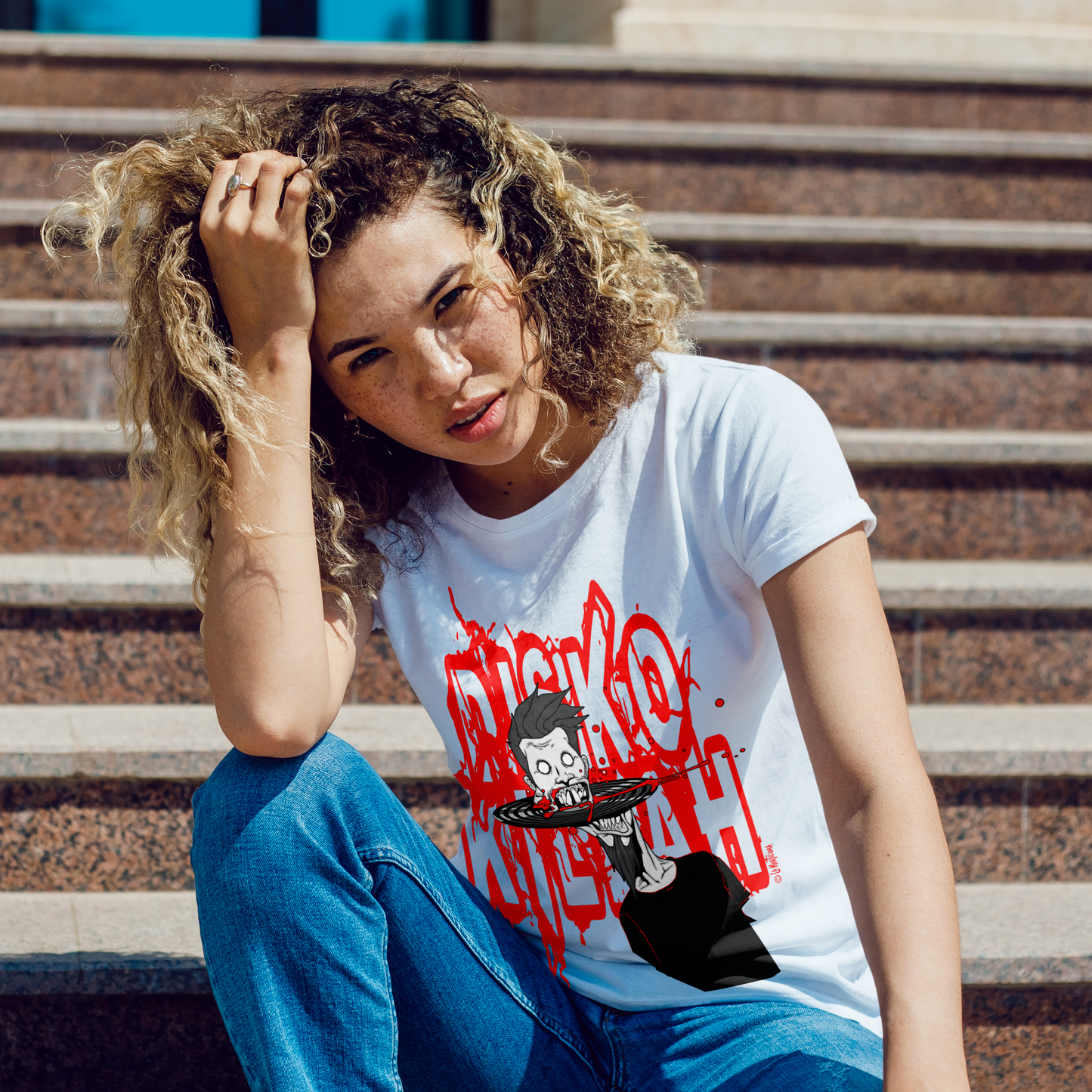 Camiseta Chica Disco Killah en blanco