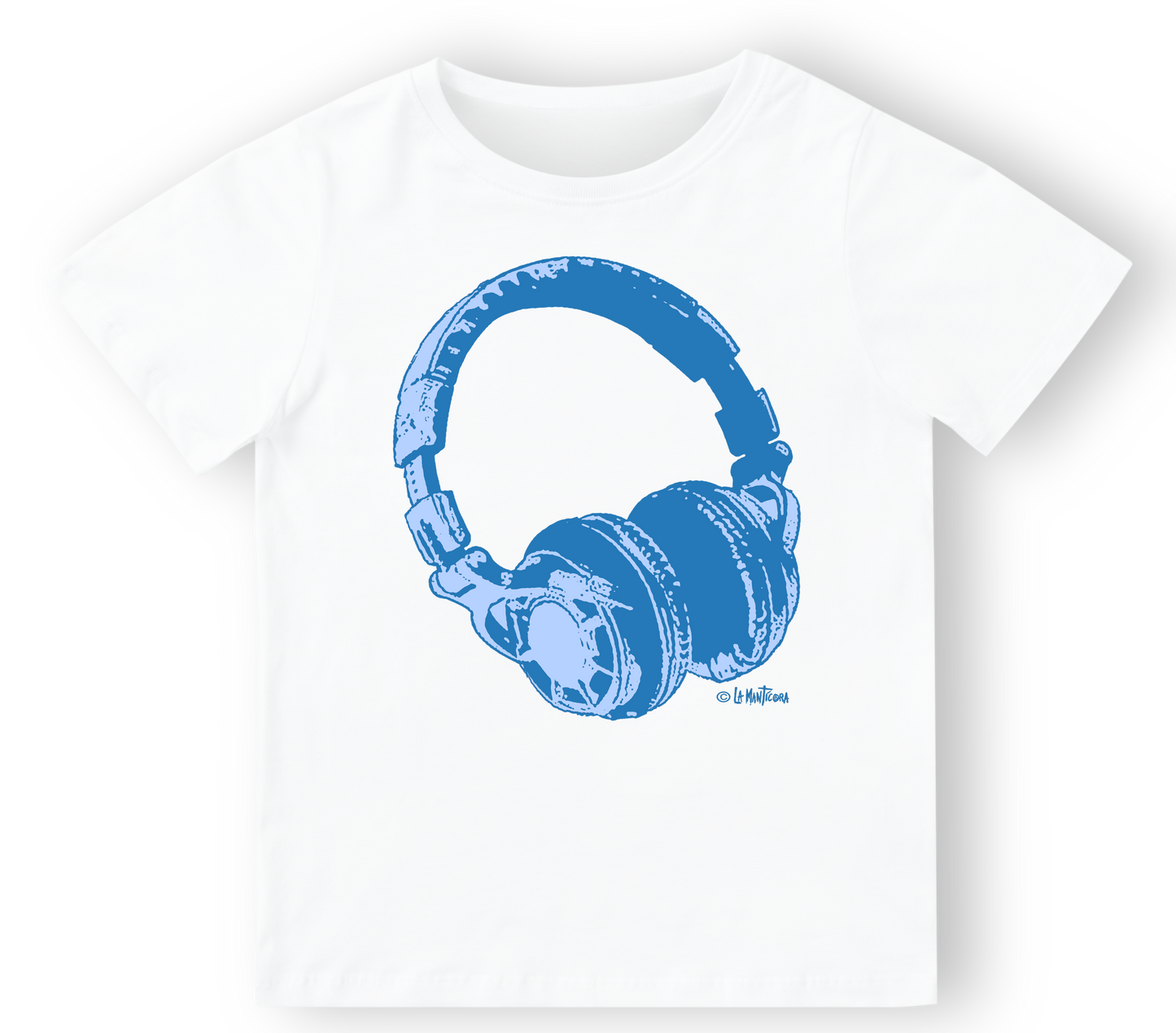 Camiseta niño Auriculares Blue en blanco