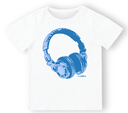 Camiseta bebé Auriculares azules en blanco