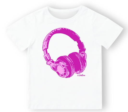 Camiseta niño Auriculares Pink en blanco