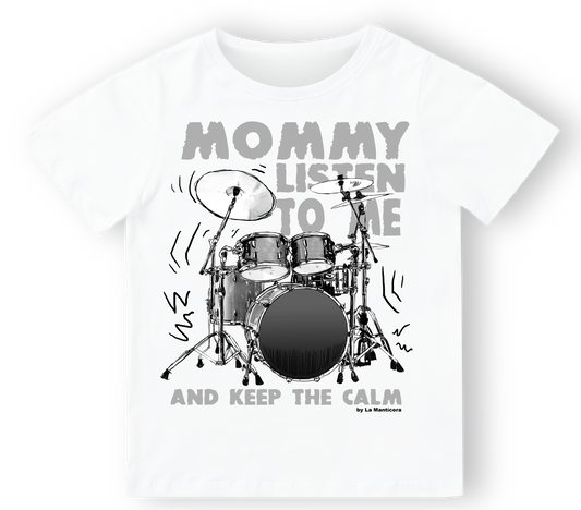 Camiseta bebé Bateria Monny listen to me en blanco