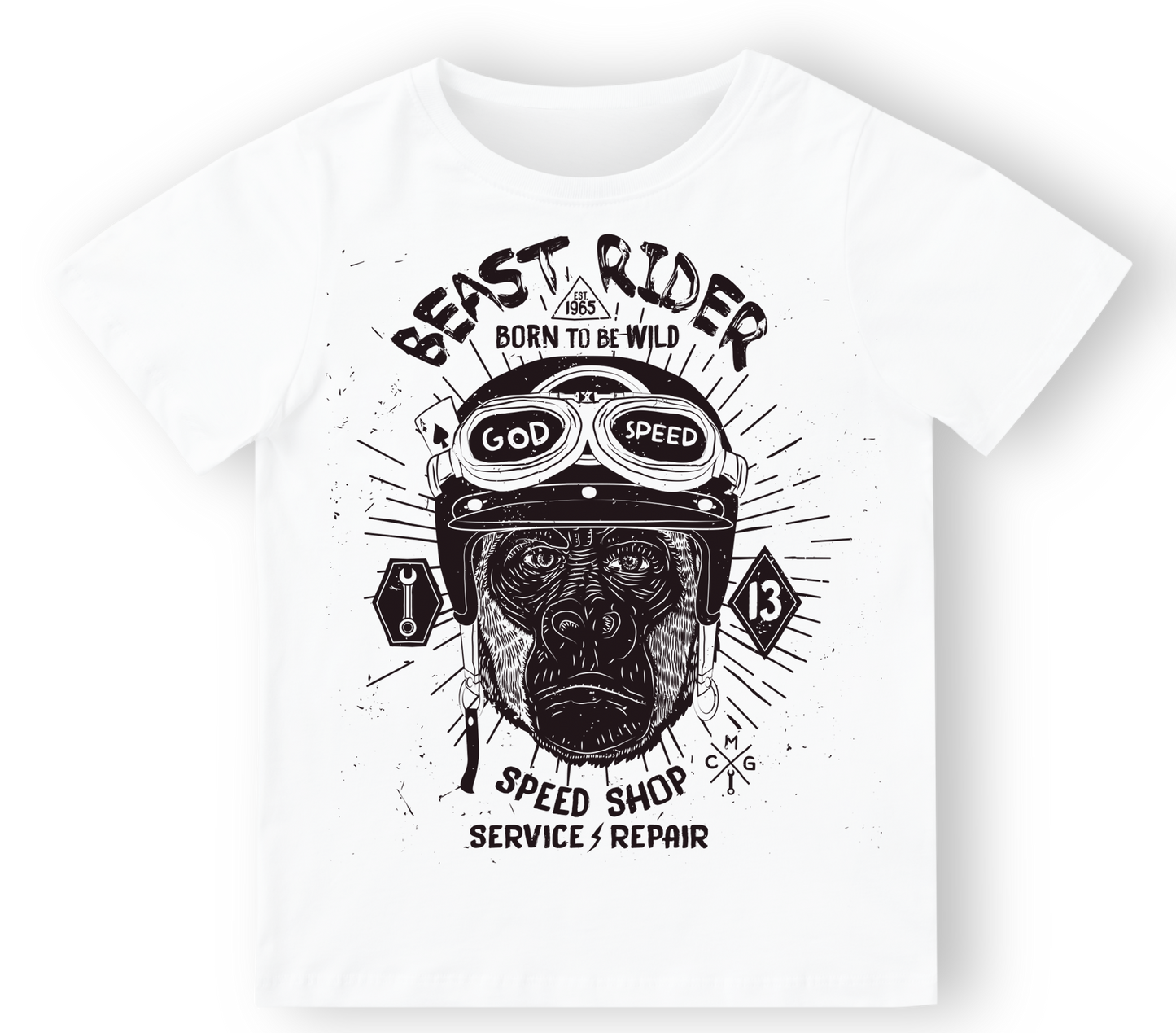 Camiseta niño Beast ryder en blanco