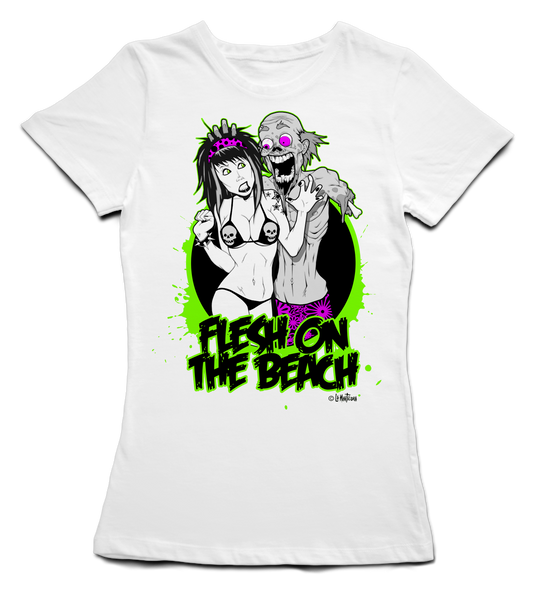 Camiseta Chica Flesh on the Beach en blanco