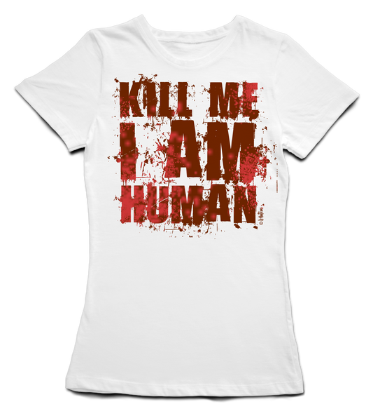 Camiseta Chica Zombie Kill me blood en blanco