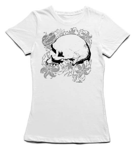 Camiseta Chica Skulls of love en blanco