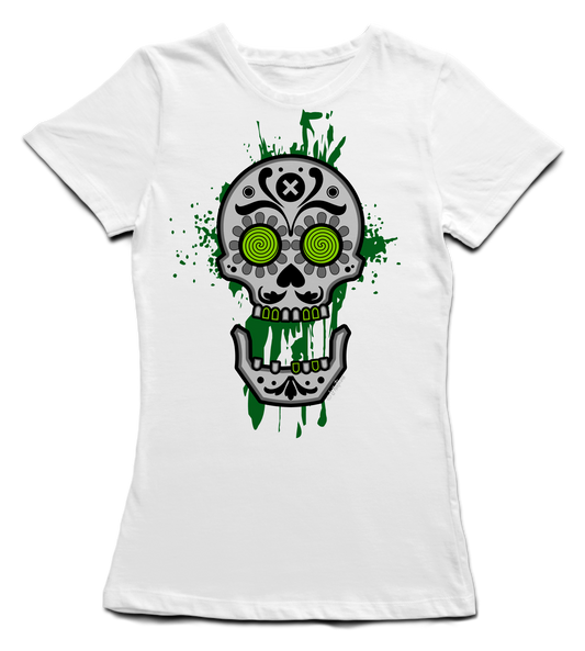 Camiseta Chica Skull Psico en blanco
