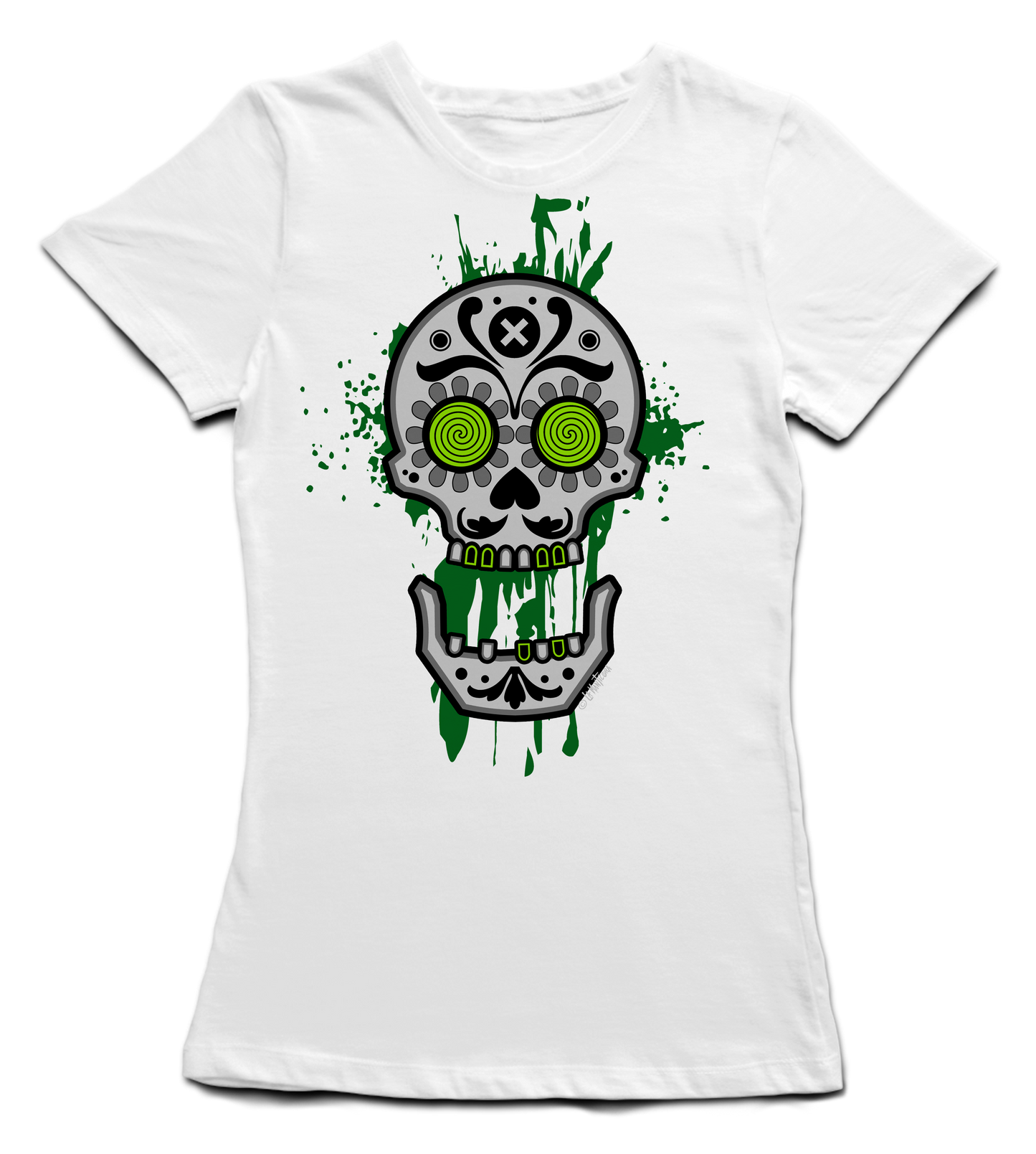 Camiseta Chica Skull Psico en blanco