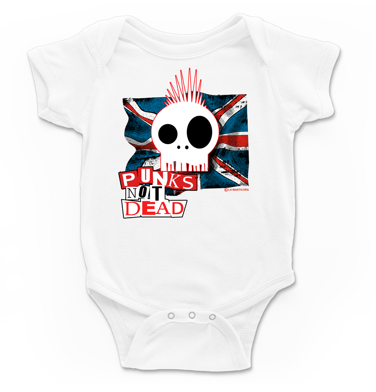 Body bebé Punks not dead en blanco