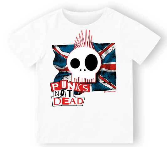 Camiseta niño Punks not dead en blanco