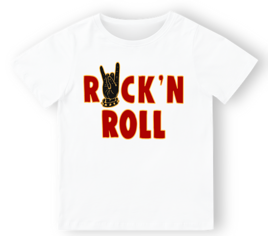 Camiseta niño Rock & Roll mano en blanco