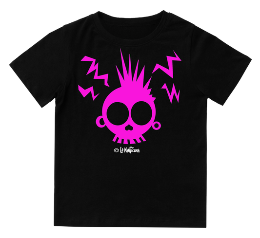 Camiseta niño Skull Angry rosa