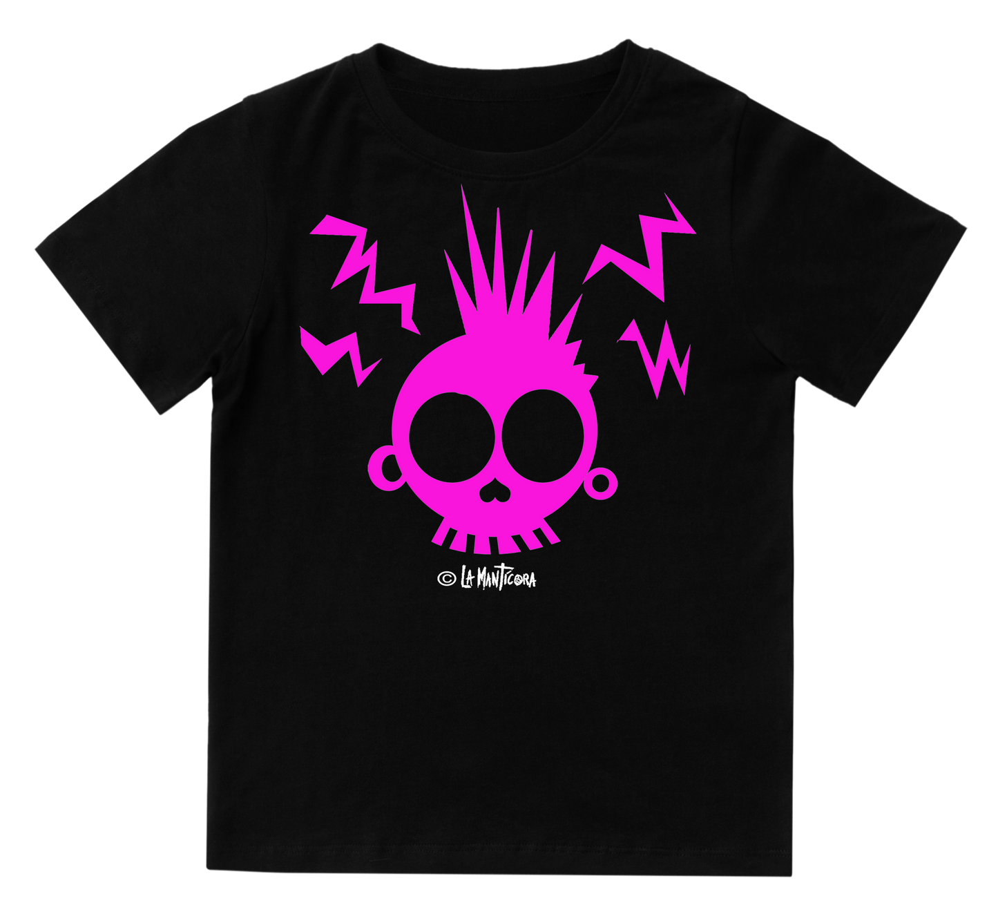 Camiseta bebé Skull Angry rosa