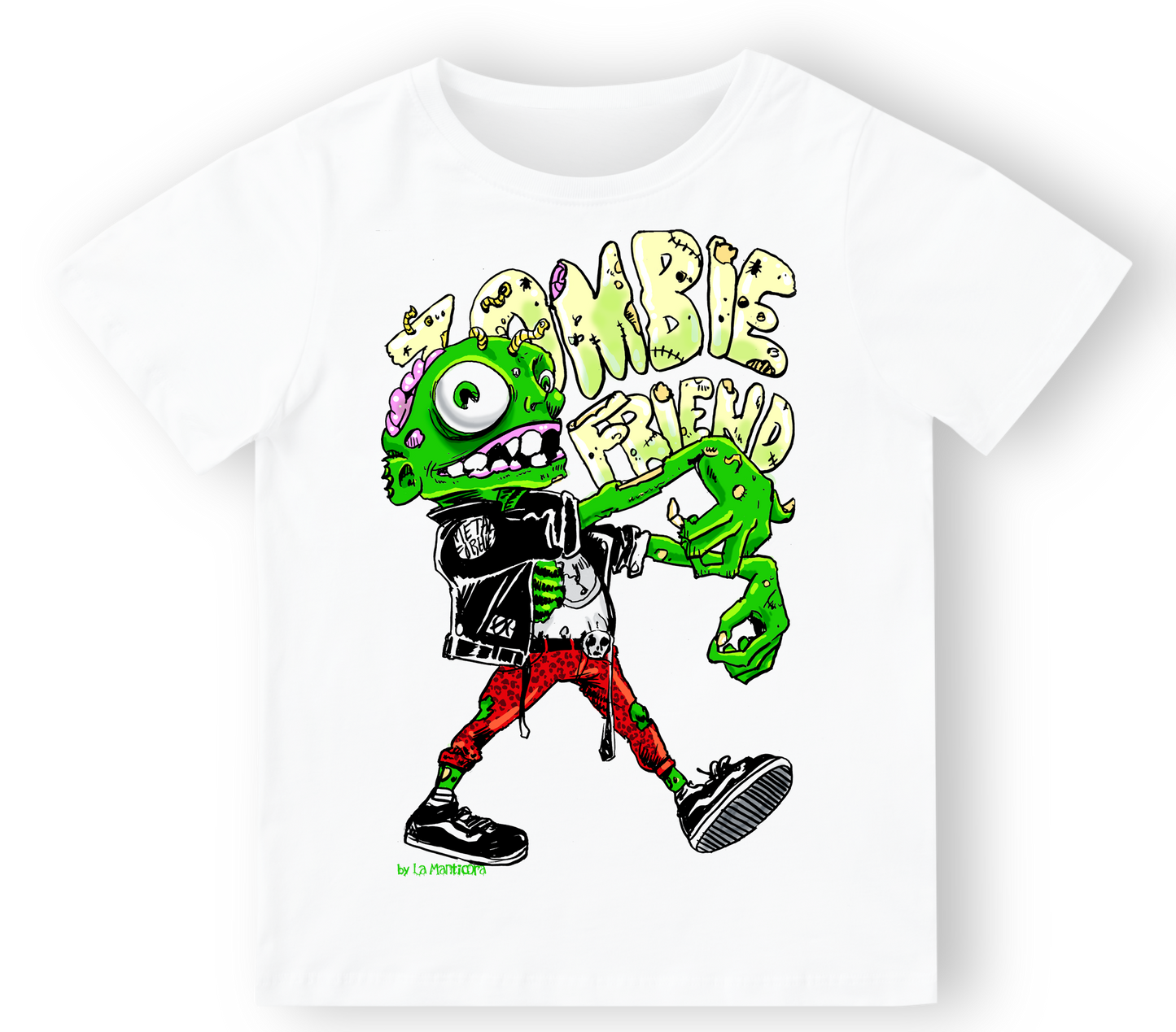 Camiseta bebé Zombie Friend en blanco