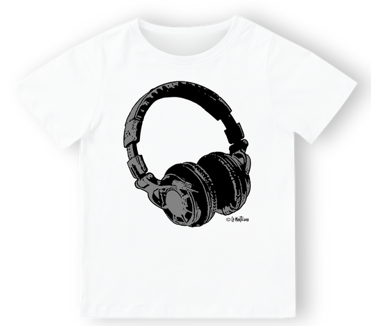 Camiseta niño Auriculares Gris en blanco